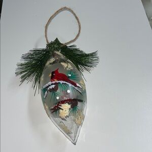 Christmas Glass Ornament with Cardinal Design